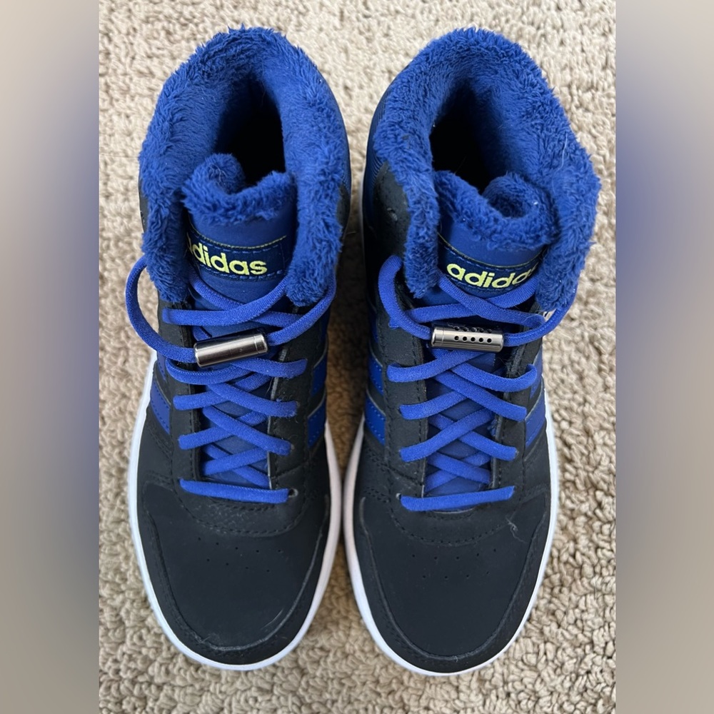 Adidas Hoops Mid 2-0 Sneakers - Size 1 M Little Kids - Black / Blue /Green - New